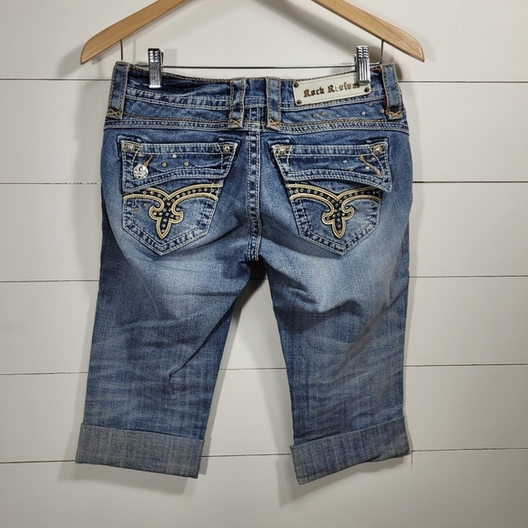 EUC Rock Revival Johanna Capri Cuffed Leg Denim Pant Women's sz 25 - Picture 6 of 11